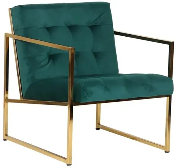 LeisureMod Lexington Tufted Velvet Accent Armchair With Gold Frame