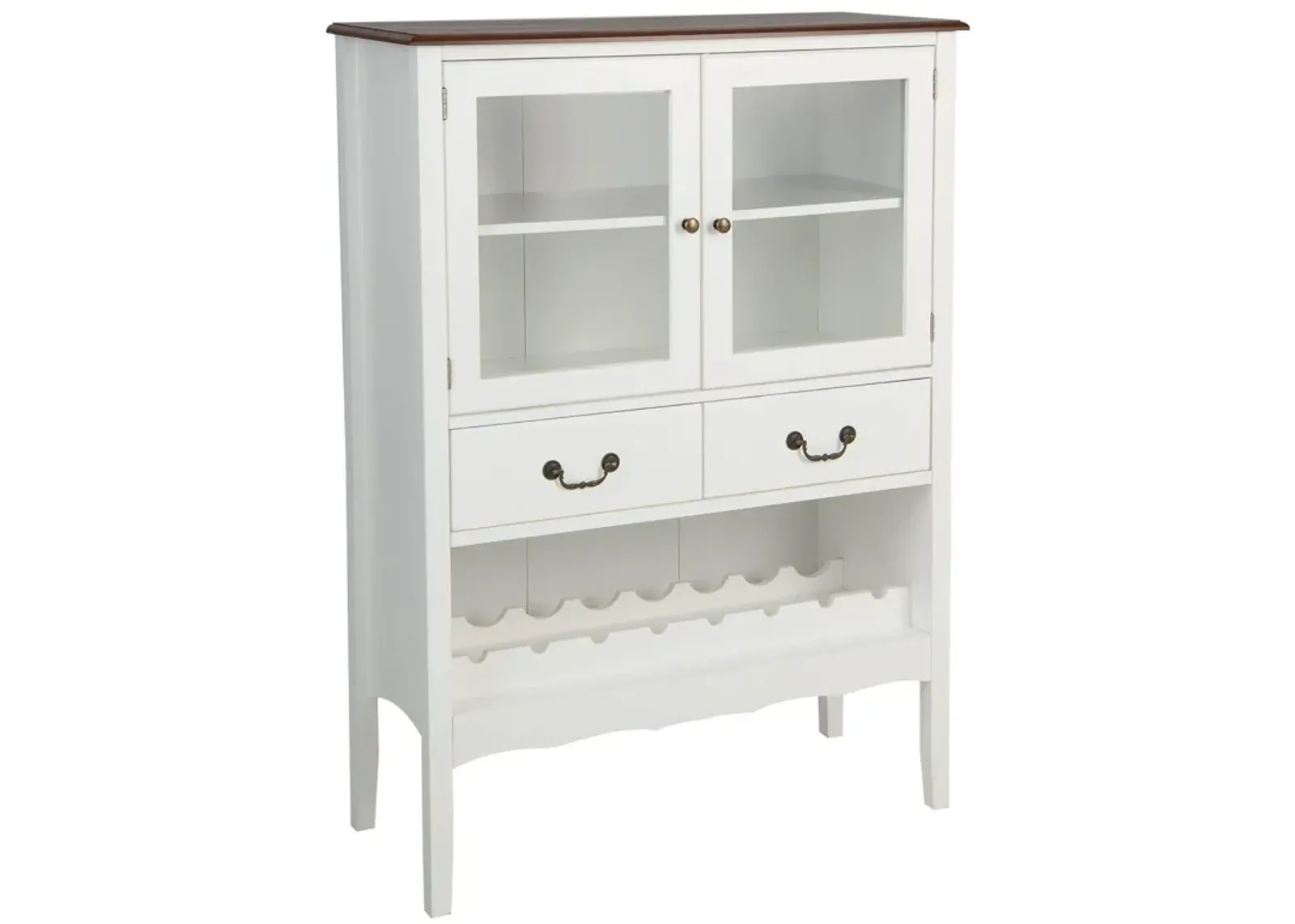 Sideboard Buffet Cabinet with 2 Tempered Glass Doors-White