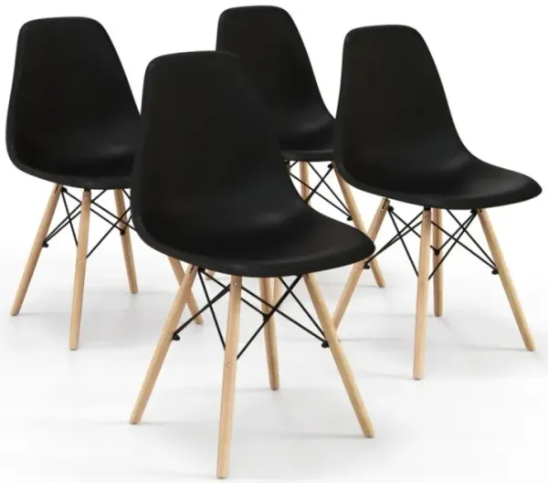 Hivvago 4 Pieces Modern Armless Dining Chair Set with Wood Legs