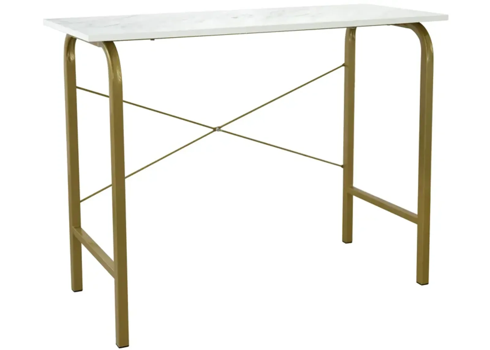 Teamson Home 40" Home Office Computer Desk with Metal Base, Faux Marble/Brass