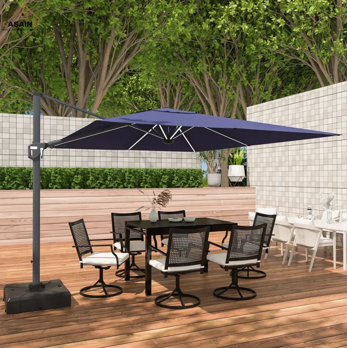 11FT Square Cantilever Patio Umbrella (with Base)