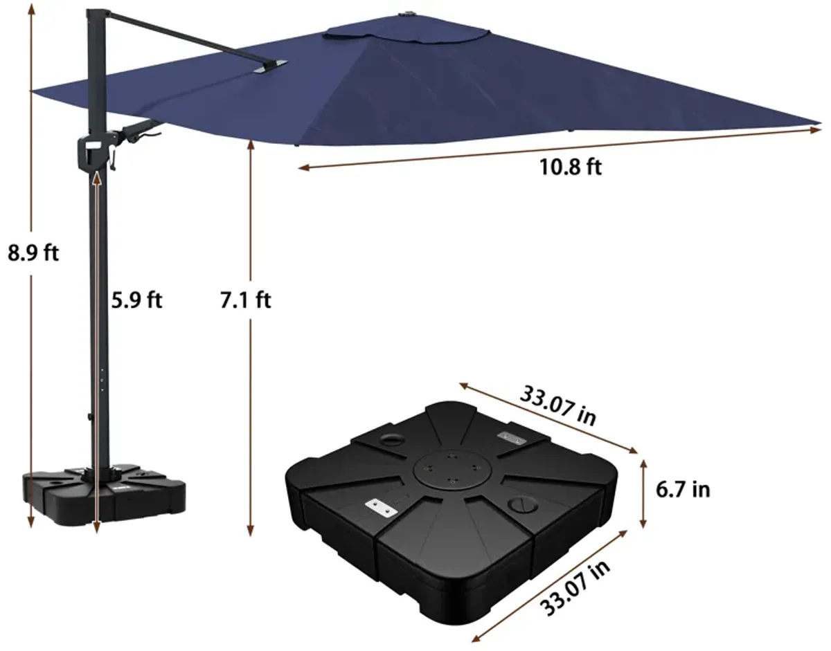 11FT Square Cantilever Patio Umbrella (with Base)