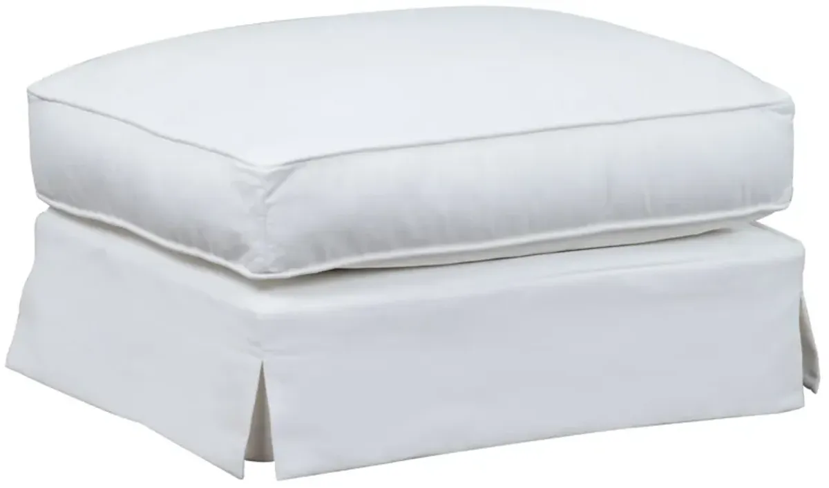 Sunset Trading Ariana Slipcovered Ottoman | Stain Resistant Performance Fabric | White