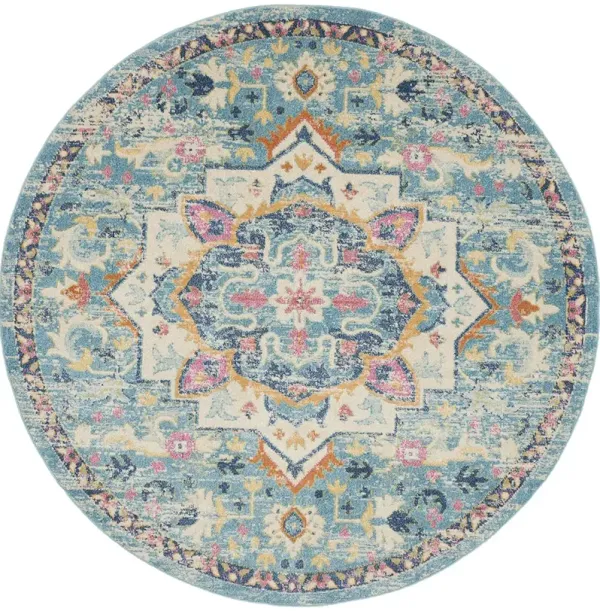 Passion PSN25 Ivory/Light Blue 8' x Round Rug