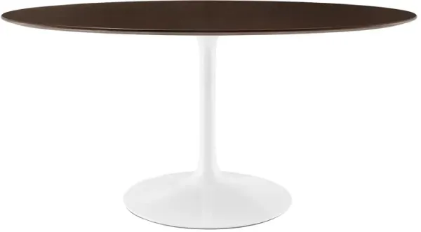 Modway - Lippa 60" Oval Cherry Walnut Wood Grain Dining Table White Cherry Walnut