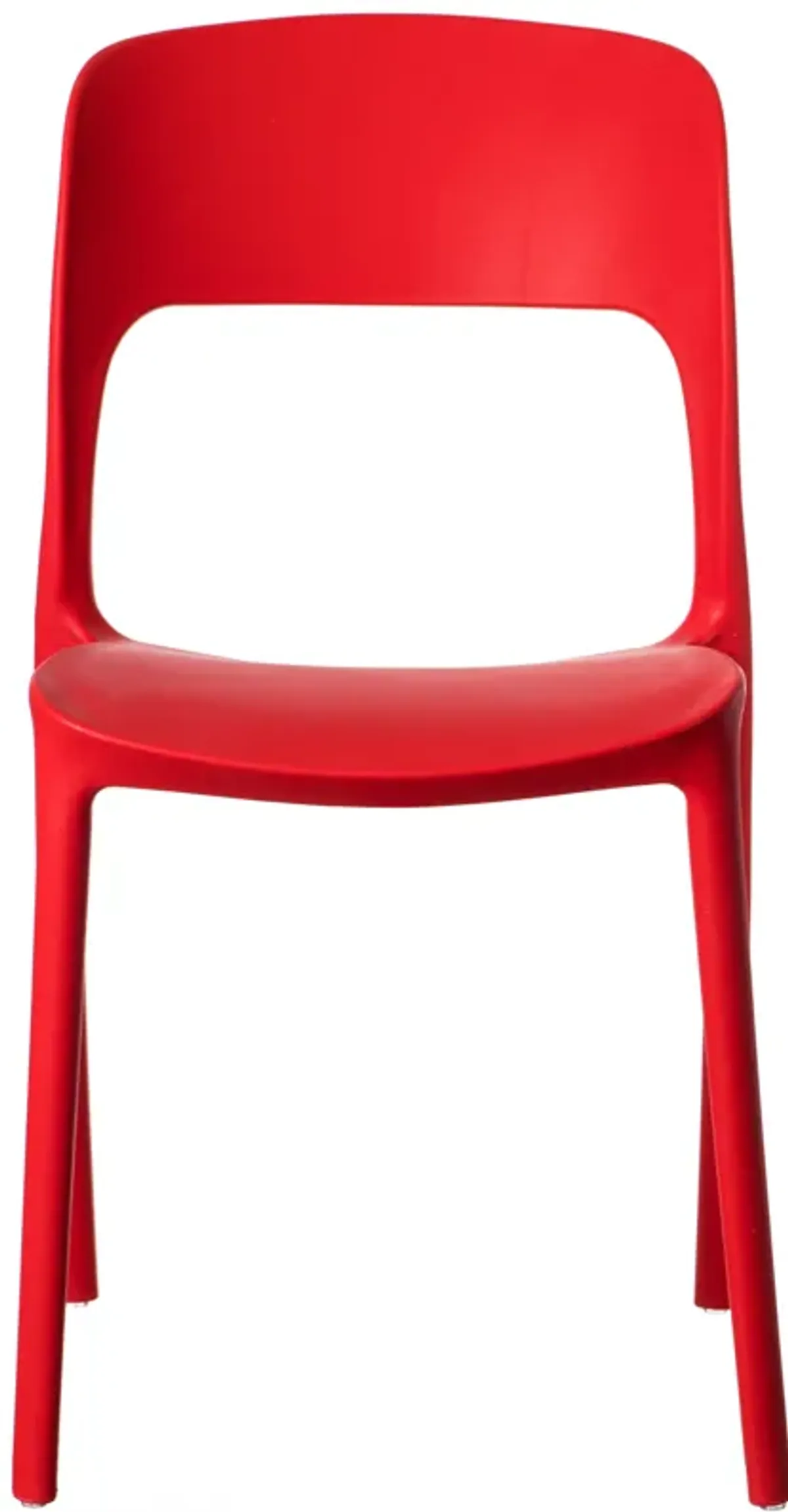 Modern Plastic Outdoor Dining Chair with Open Curved Back, Red