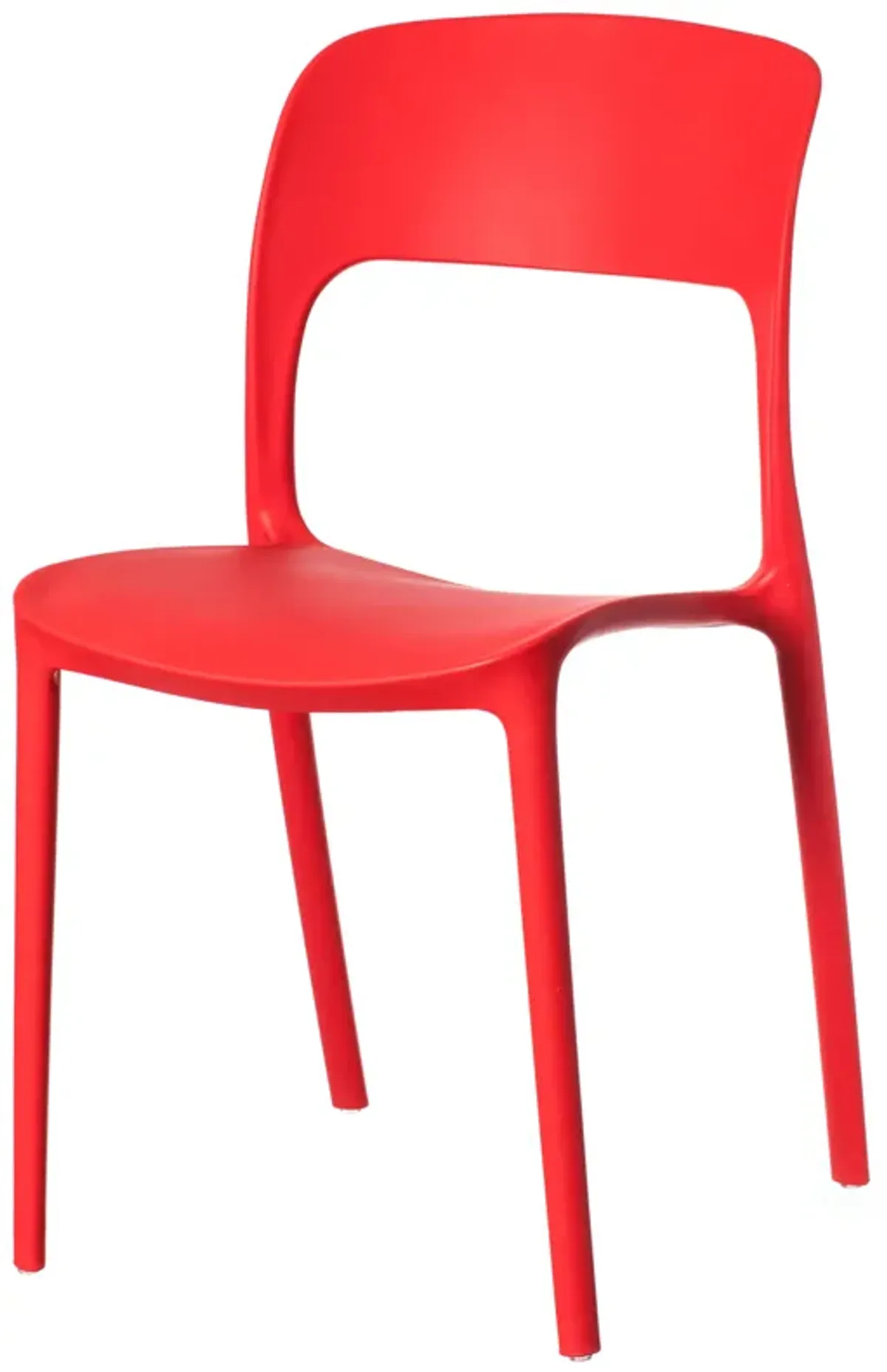 Modern Plastic Outdoor Dining Chair with Open Curved Back, Red