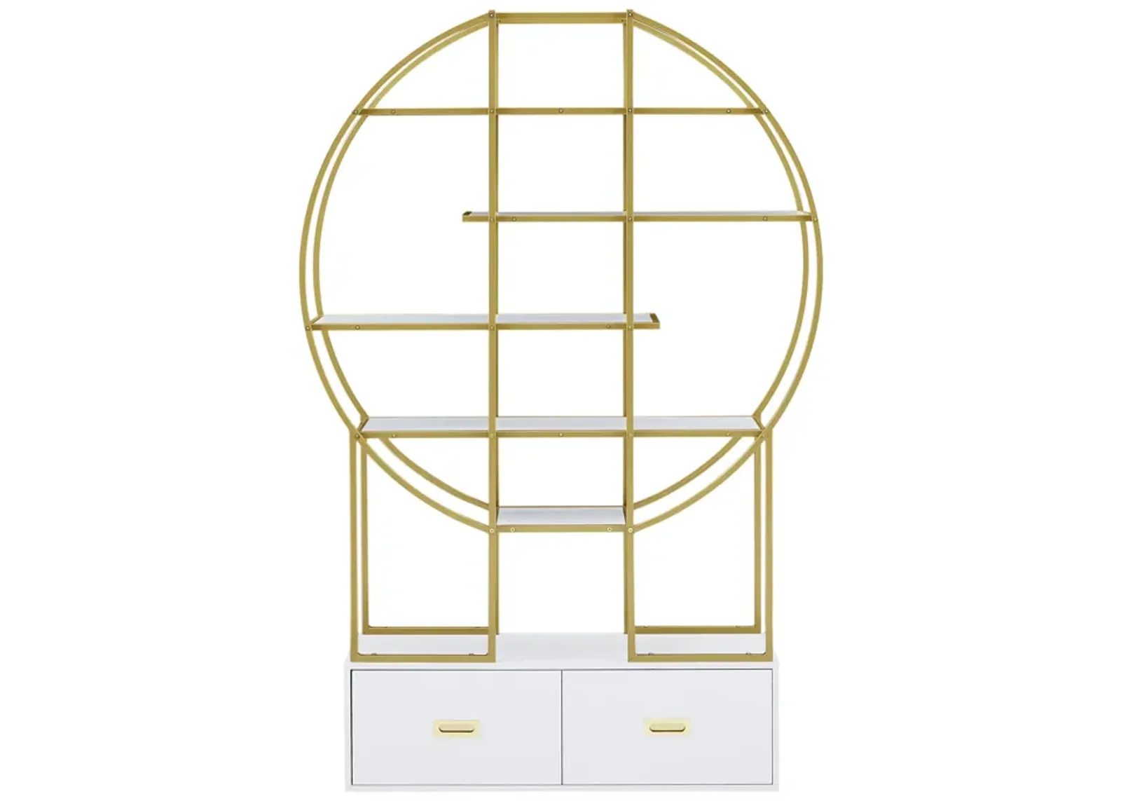 Merax Gold Frame Round Office Bookcase Bookshelf