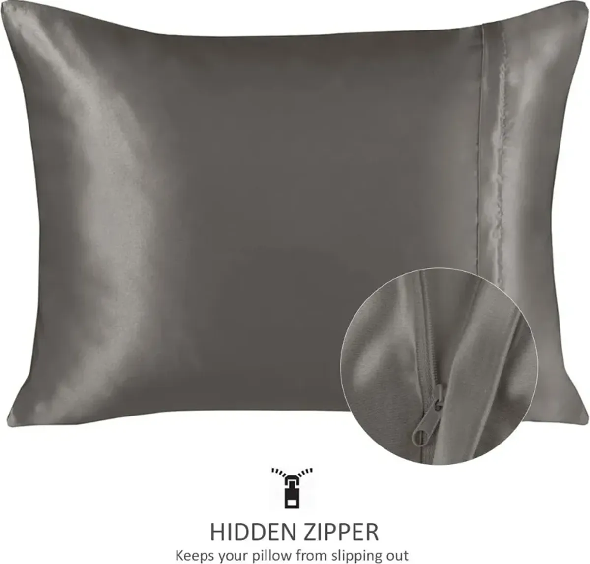 Satin Pillow Case with Zipper - Luxury Pillow Cover (Pillowcase Set of 2)