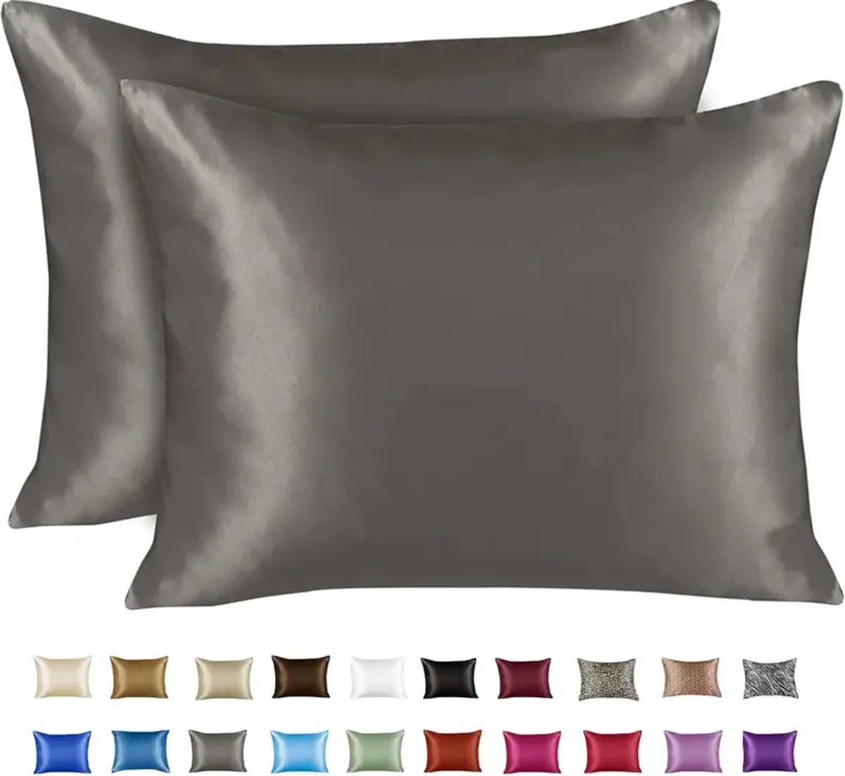 Satin Pillow Case with Zipper - Luxury Pillow Cover (Pillowcase Set of 2)