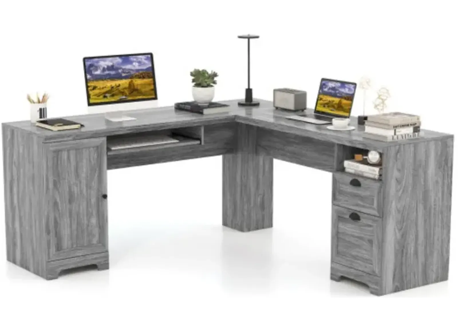 66 Inch L-Shaped Computer Desk