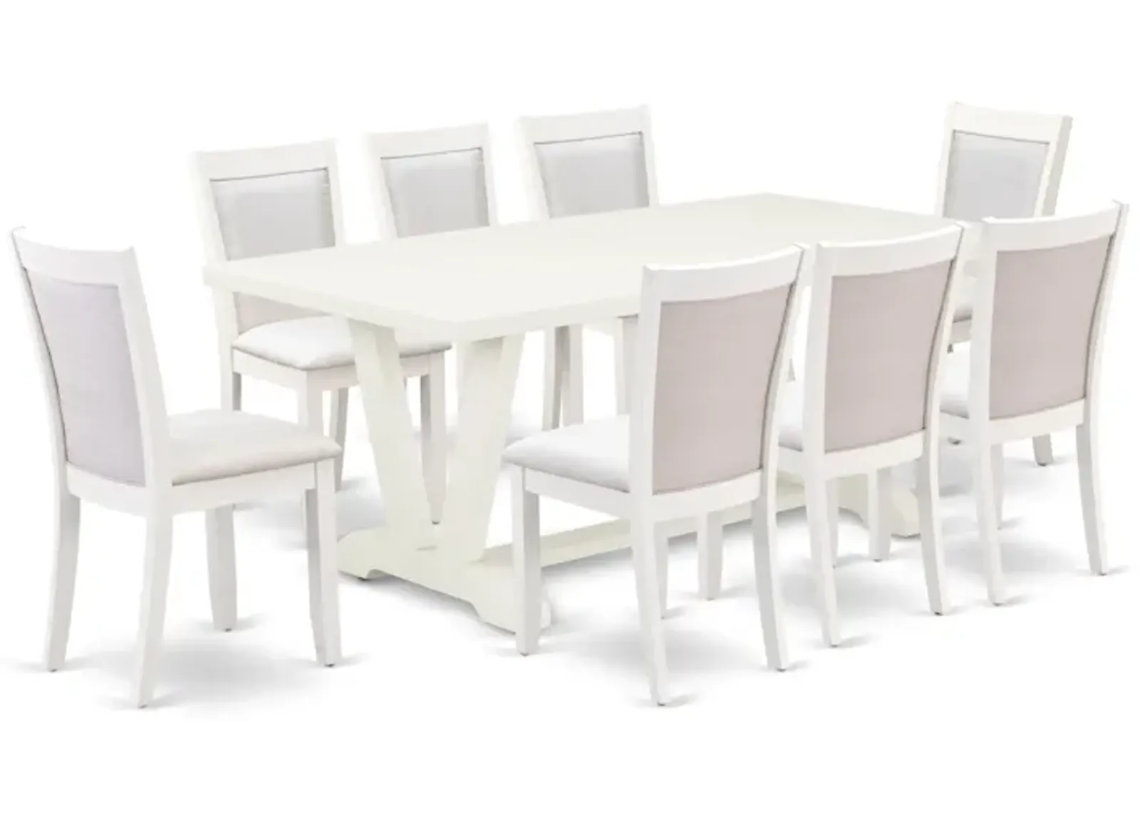 East West Furniture V027MZ001-9 9Pc Kitchen Set - Rectangular Table and 8 Parson Chairs - Multi-Color Color