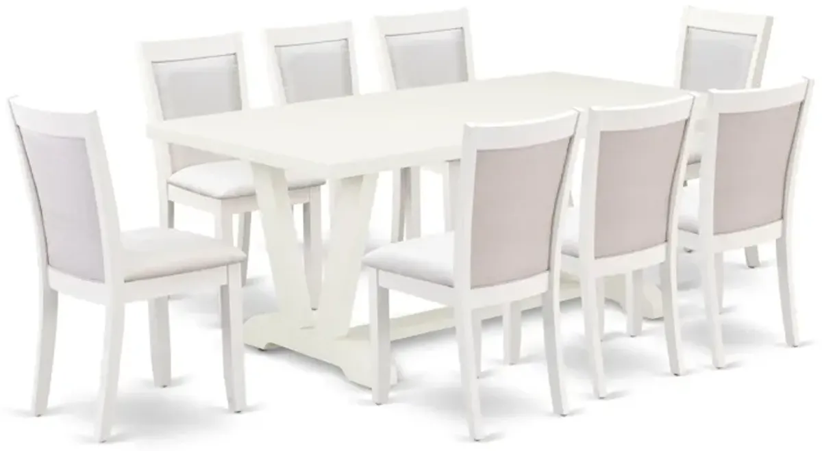 East West Furniture V027MZ001-9 9Pc Kitchen Set - Rectangular Table and 8 Parson Chairs - Multi-Color Color