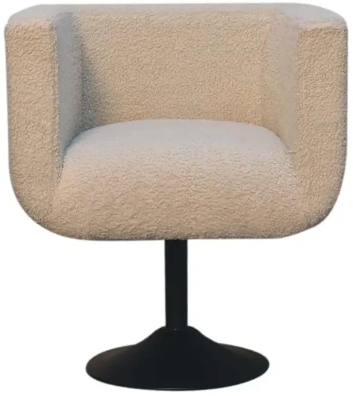 Artisan Furniture Cream Boucle Black Base Swivel  Solid Wood Arm Chair