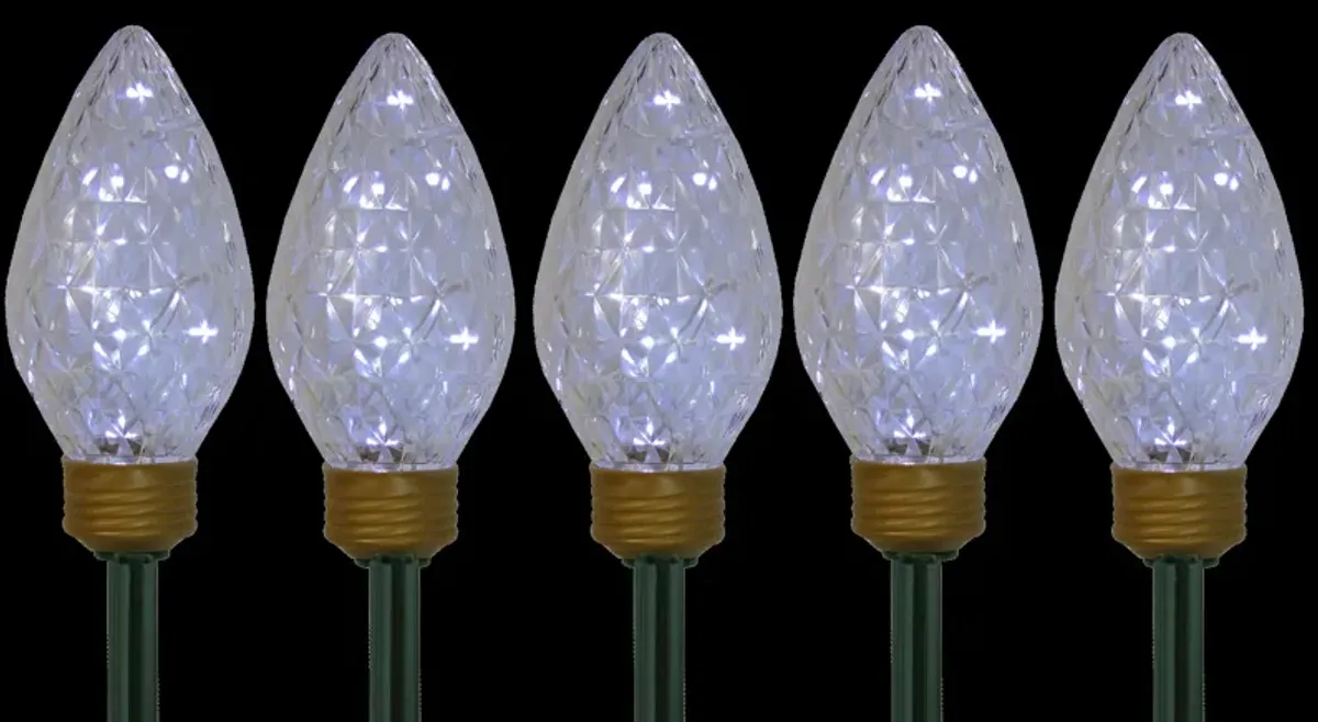 5ct LED Lighted C9 Christmas Pathway Marker Lawn Stakes - Clear Lights