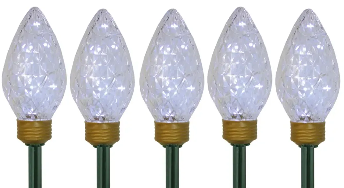 5ct LED Lighted C9 Christmas Pathway Marker Lawn Stakes - Clear Lights