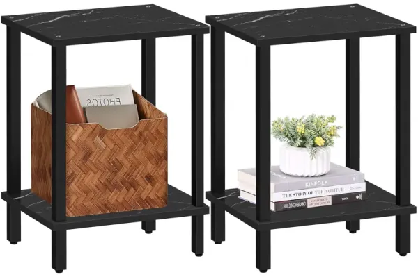 TUTOTAK End Table, Side Table, Nightstand, 2-Tier Storage Shelf, Sofa Table for Small Space, Living Room, Bed Room TB01BMK035
