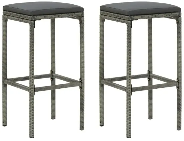 Bar Stool Set of 2 Gray Steel Standard Footrest Bar Stool