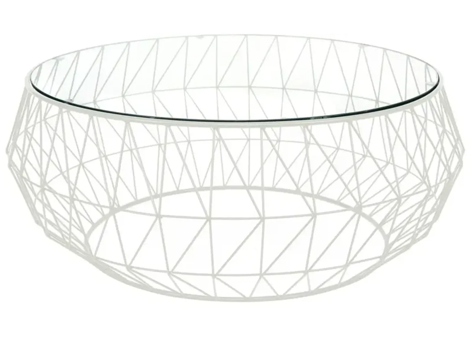 LeisureMod Malibu Modern Round Glass Top Coffee Table With Metal Base