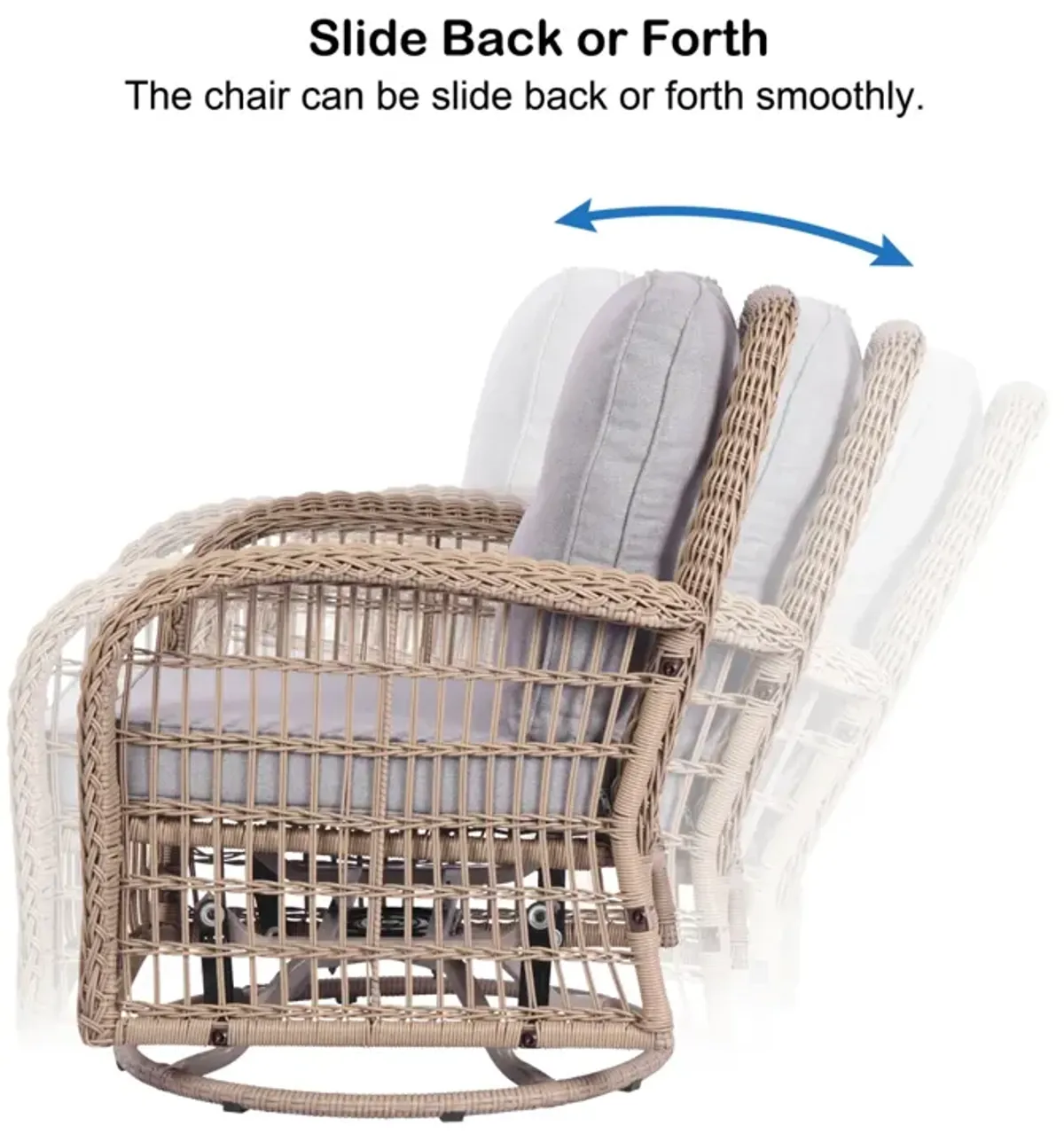 Outdoor Wicker Swivel Rocking Chair Set with Table