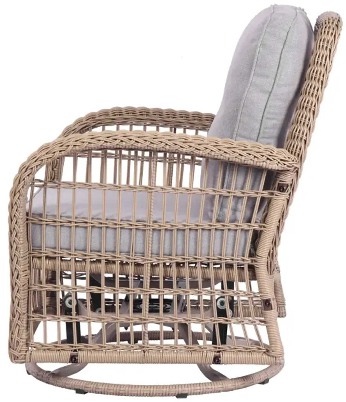 Outdoor Wicker Swivel Rocking Chair Set with Table