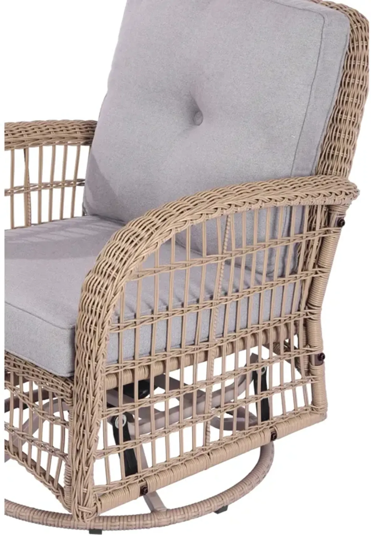 Outdoor Wicker Swivel Rocking Chair Set with Table