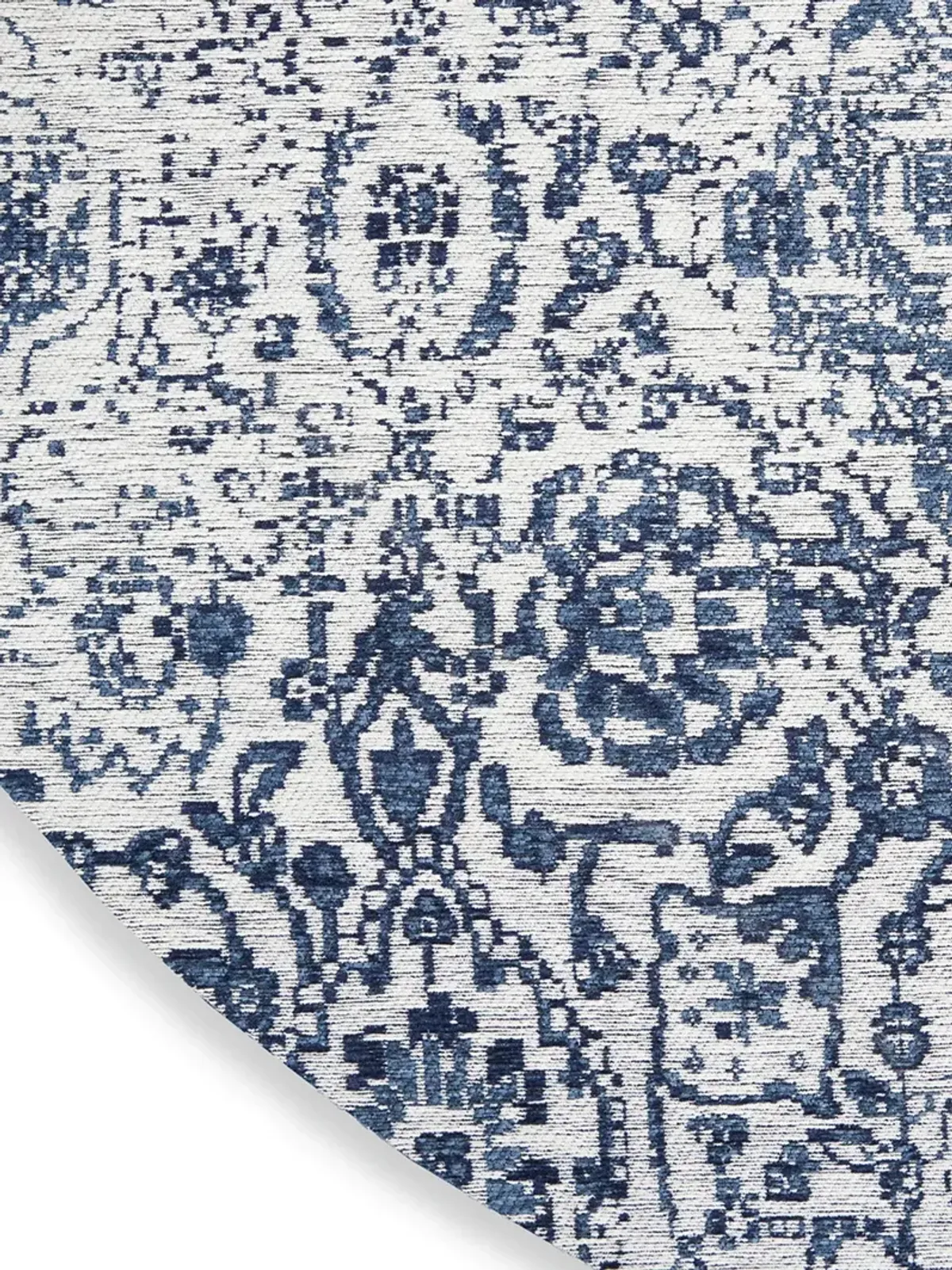 Damask DAS06 Ivory/Navy 6' x Round Rug