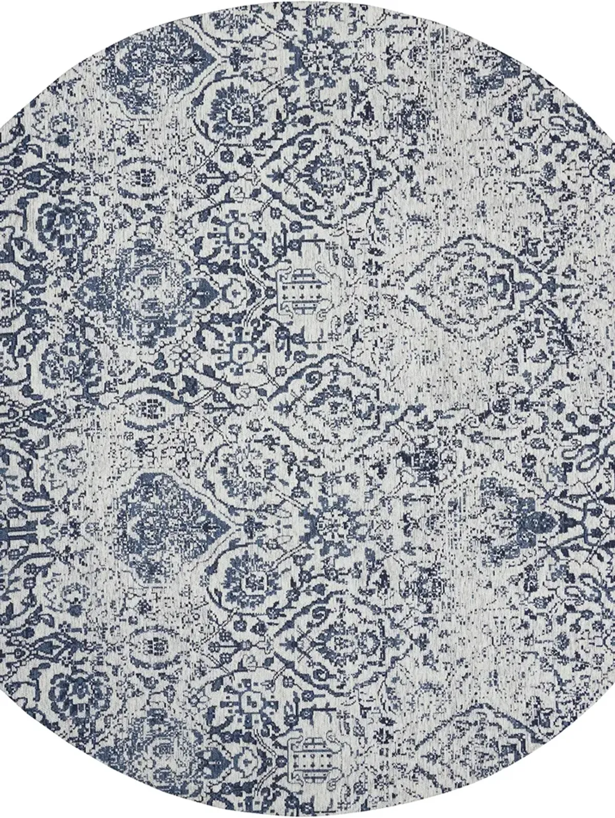Damask DAS06 Ivory/Navy 6' x Round Rug