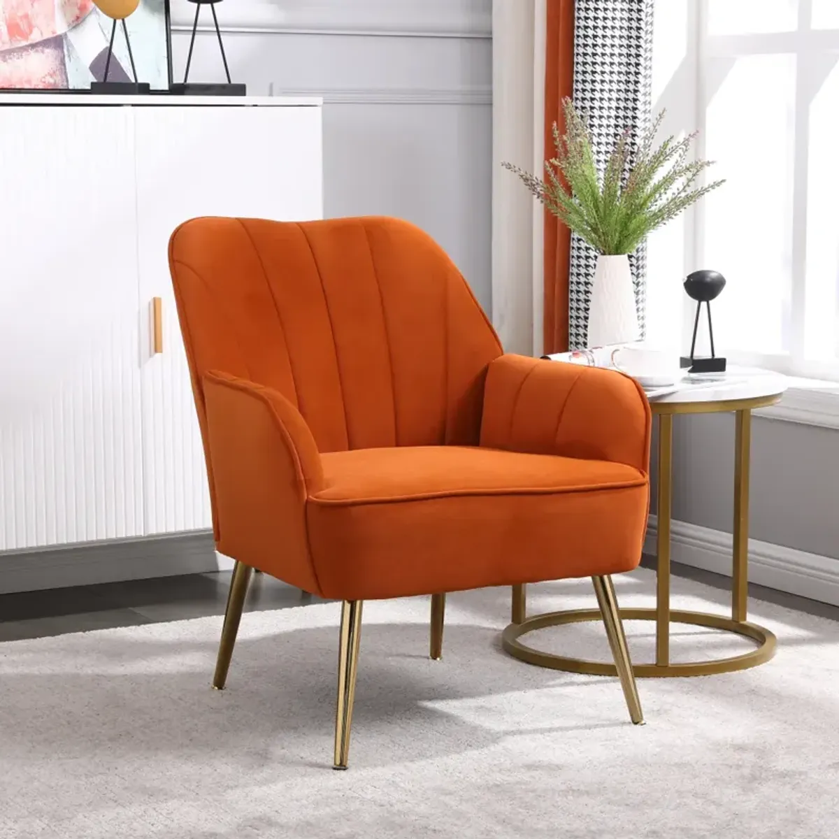 Modern Mid Century Chair Velvet Sherpa Armchair For Living Room Bedroom Office Easy Assemble