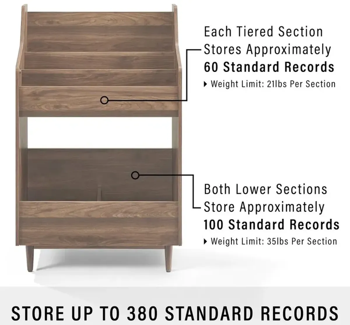 Liam Record Storage Stand Walnut