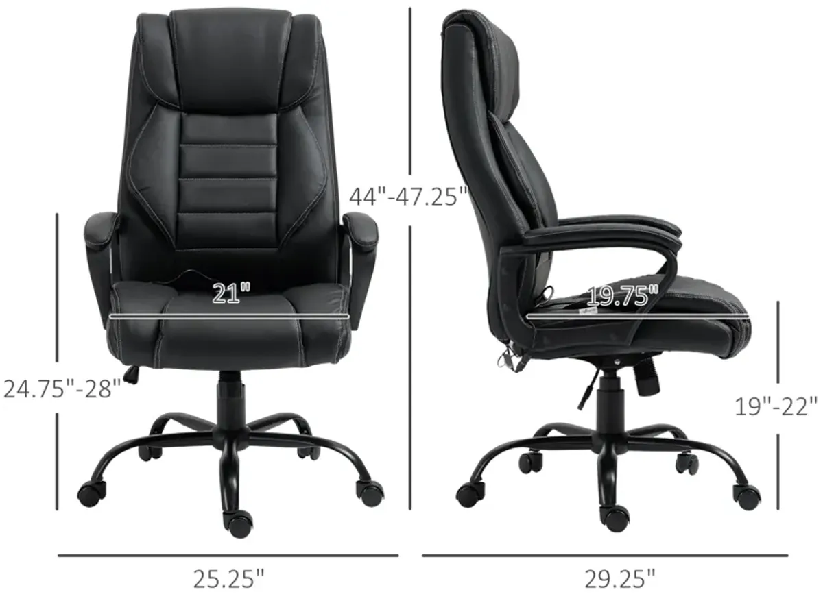 Black Office Comfort: Massage Executive Chair with 6-Point Vibration