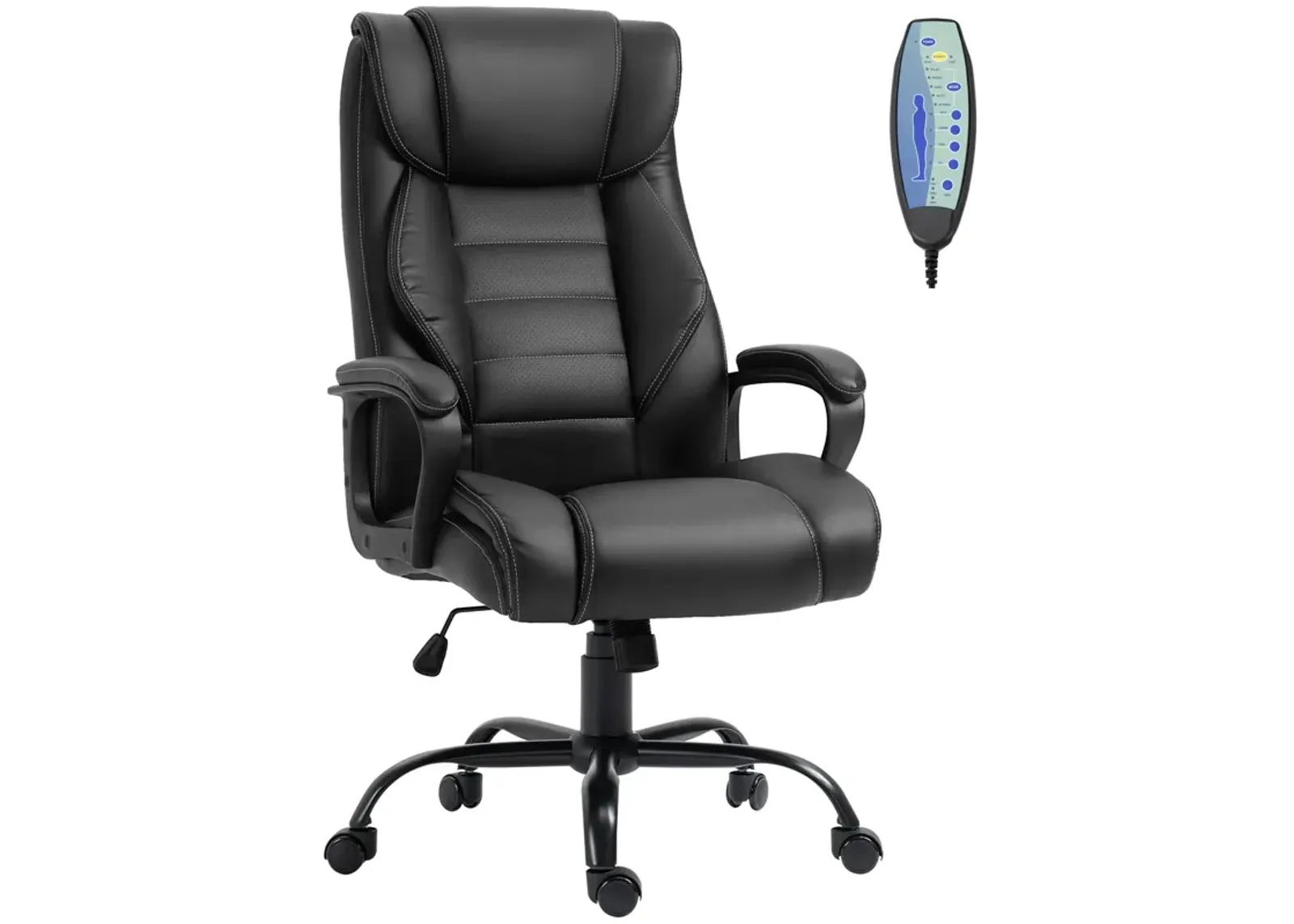 Black Office Comfort: Massage Executive Chair with 6-Point Vibration