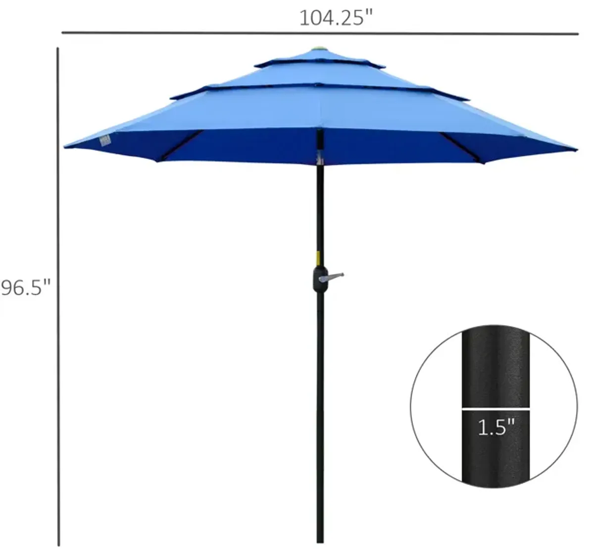 Dark Blue Outdoor Shade: 9' 3-Tier Market Umbrella with Crank