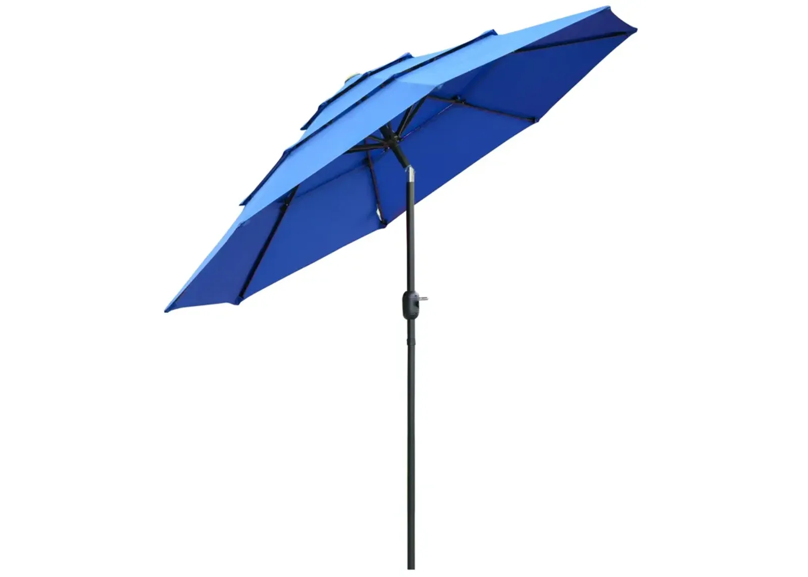 Dark Blue Outdoor Shade: 9' 3-Tier Market Umbrella with Crank