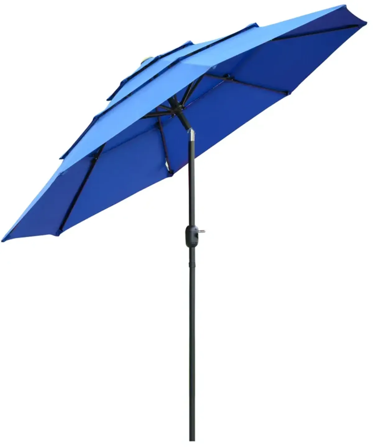 Dark Blue Outdoor Shade: 9' 3-Tier Market Umbrella with Crank