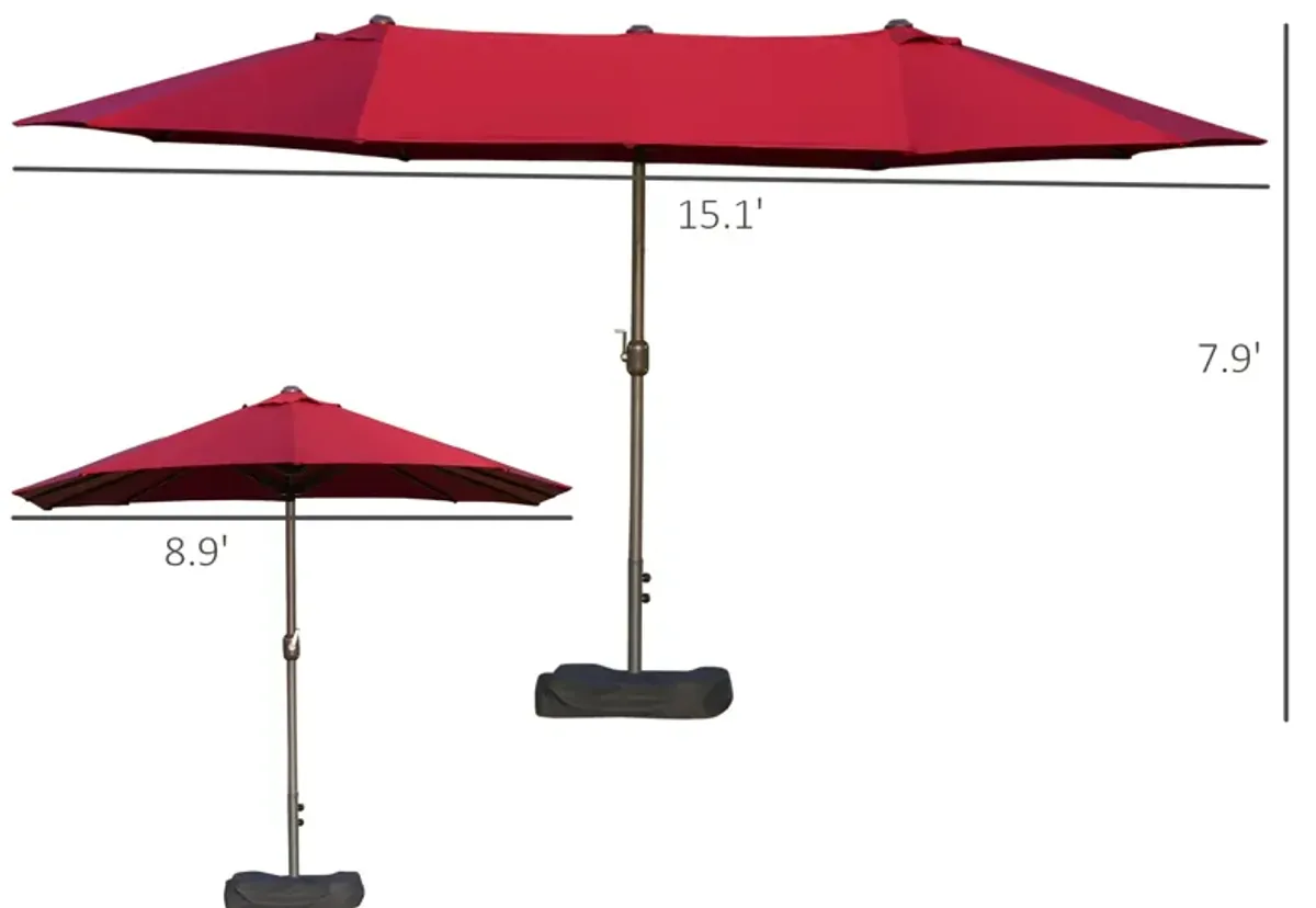 Versatile Sun Shield: 15ft Patio Umbrella with Double-Sided Shade