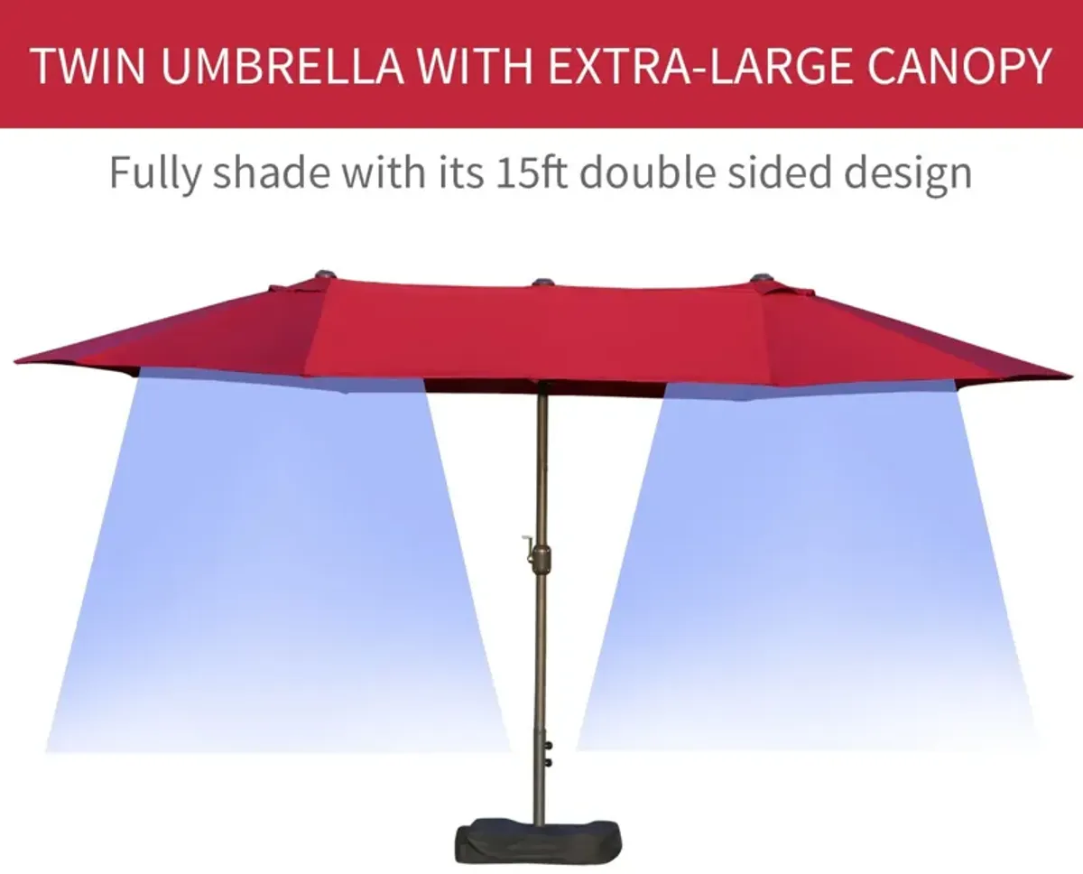 Versatile Sun Shield: 15ft Patio Umbrella with Double-Sided Shade