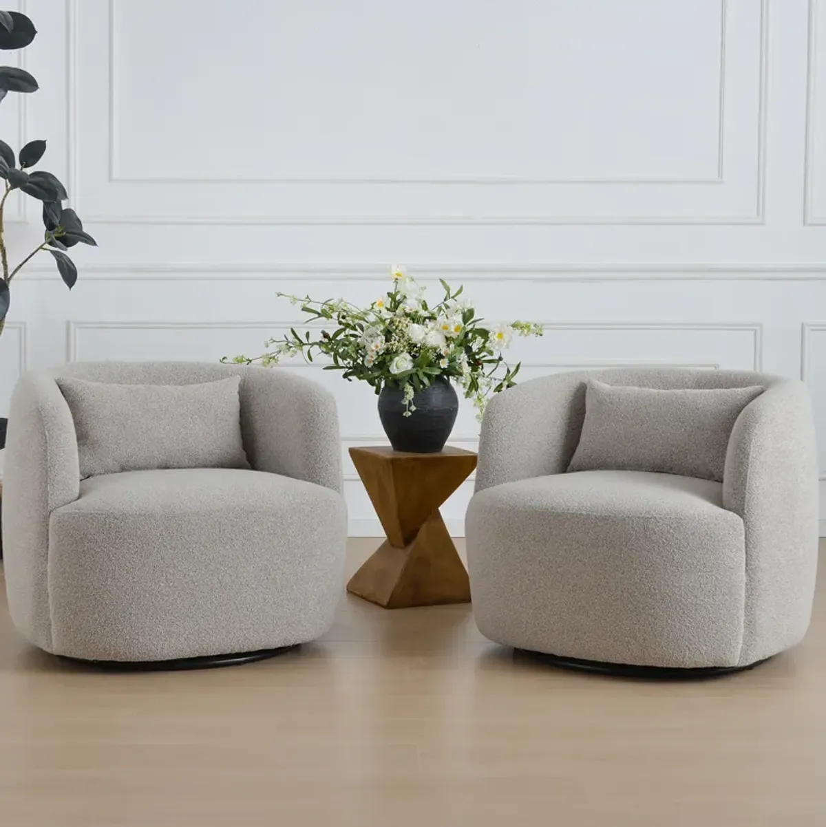 Ashlie Bouclé Swivel Barrel Chair