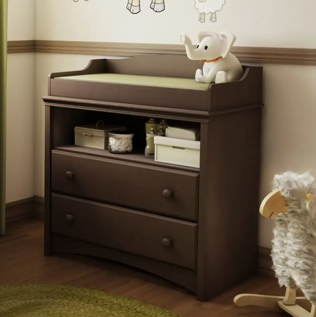 Hivvago Baby Furniture 2 Drawer Diaper Changing Table in Espresso