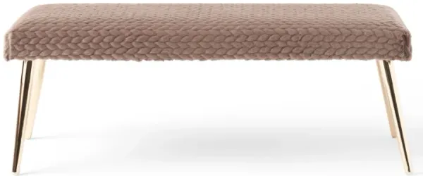 Streamdale Plush Faux Fur Bench with Gold Metal Legs