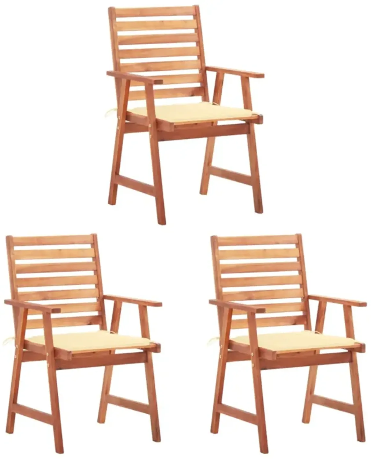 vidaXL Outdoor Dining Chairs 3 pcs with Cushions Solid Acacia Wood