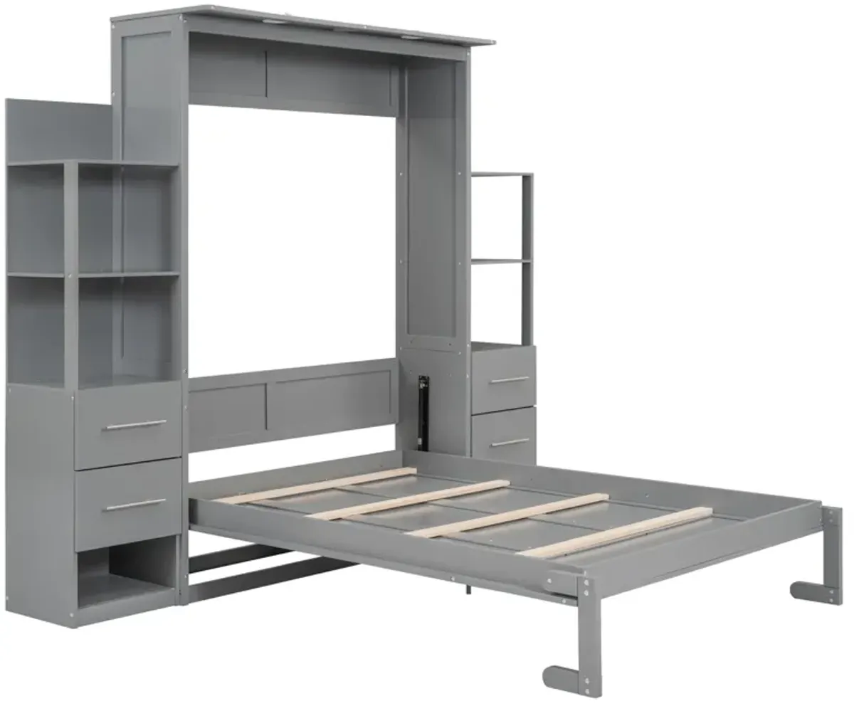 Merax Cabinet Murphy Bed  with LED Lights