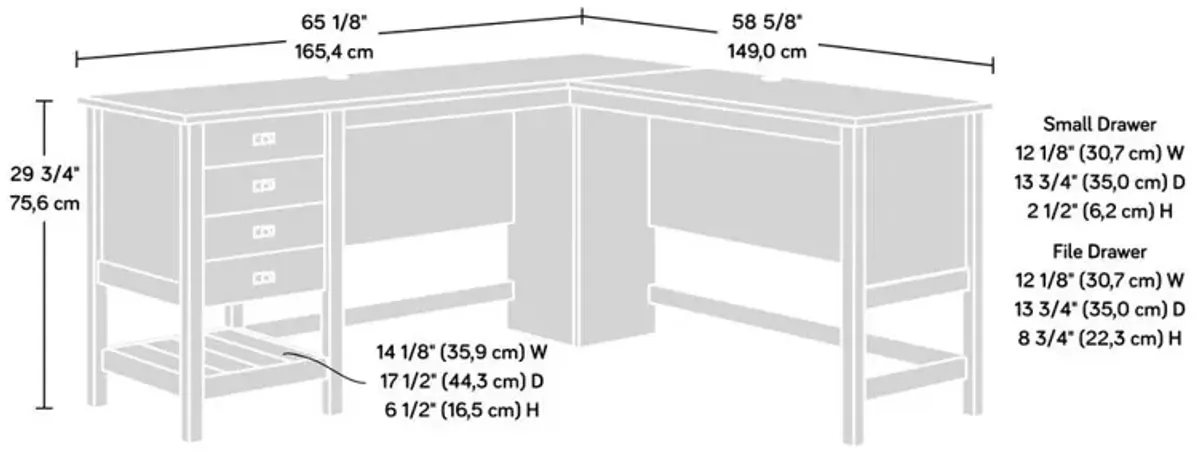 Sauder Cottage Road L Desk Ro/Lo Top
