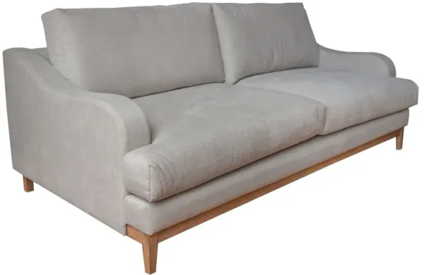 Alfi Sofa, 2 Pillows, Classic Details, Solid Wood, Almond Gray Polyester - Benzara