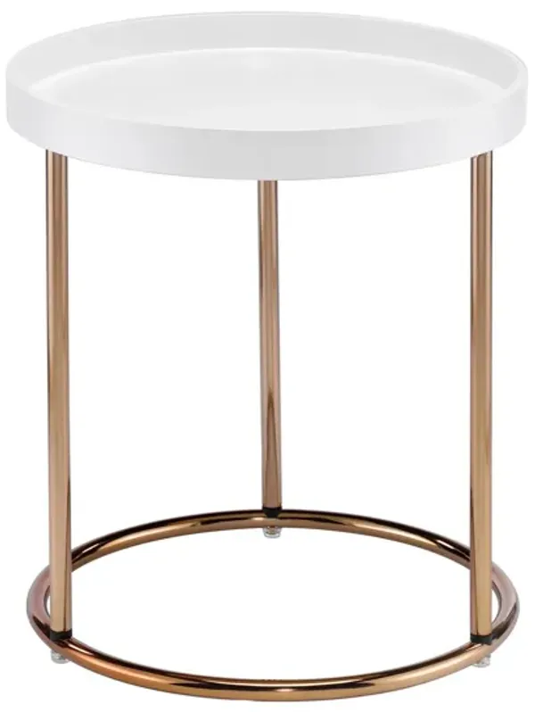 Hivvago 22 Inch  Copper And White Round End Table