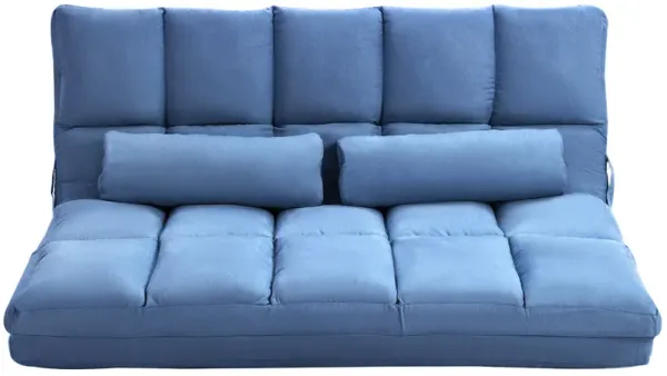 Blue Lazy Sofa: Adjustable, Convertible to Bed, 2 Pillows