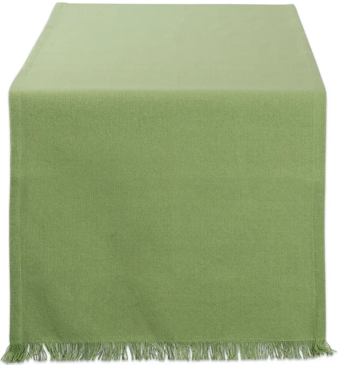 72" Green Solid Fringe Rectangular Table Runner