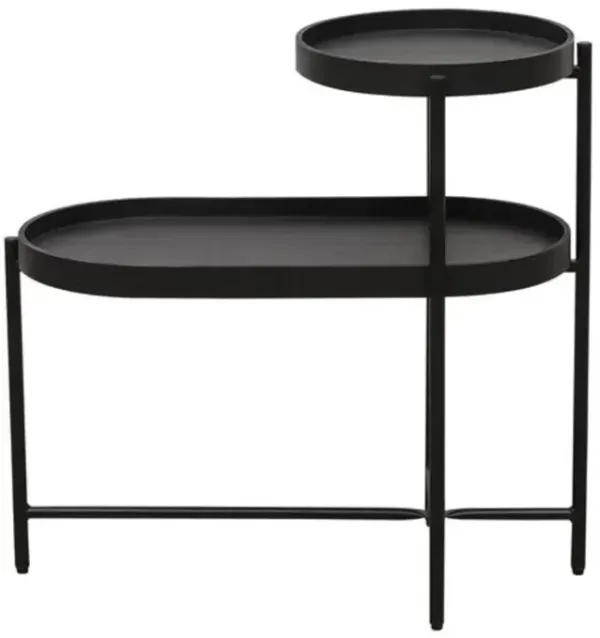 2-Tier Side Table with Storage Sofa Table for Living Room Metal Frame & Wooden Desk End Table
