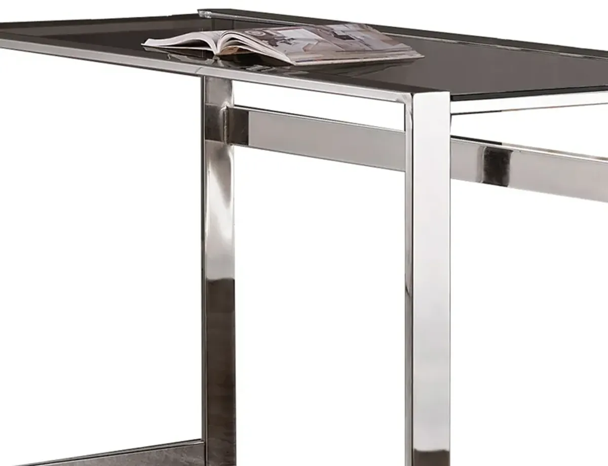 Elegantly Charmed Metal Writing Desk, Silver-Benzara