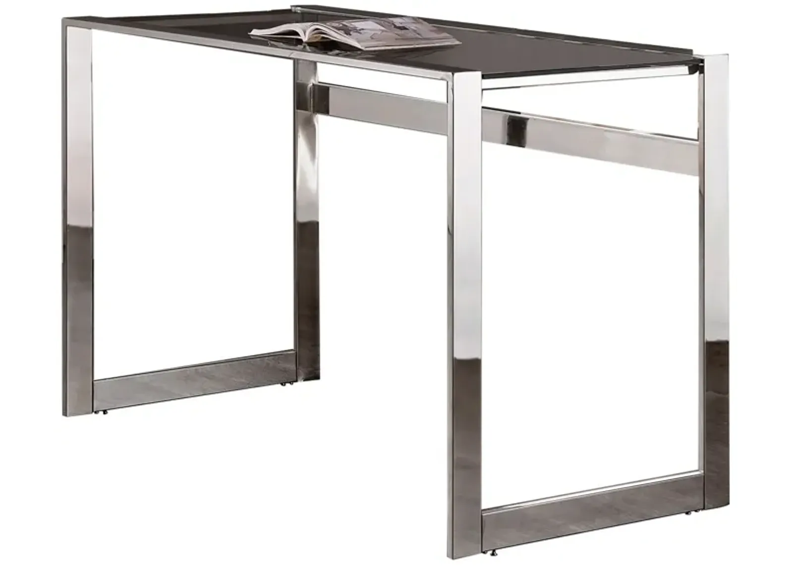 Elegantly Charmed Metal Writing Desk, Silver-Benzara